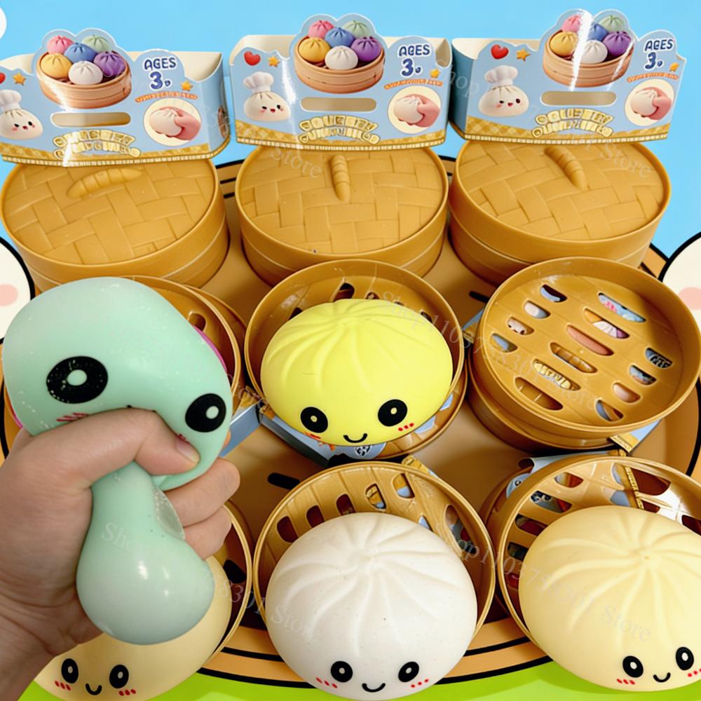 Simulation Dumpling Stress Relief Toy - Portable Squishy Tpr Squeeze Fidget Relax Toy Funny Bun Relaxing Toy For Stress Relief