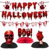 Halloween Disposable Tableware Set Horror Bloody Handprints Plates Cups Napkins Halloween Party Home Table Decoration Supplies
