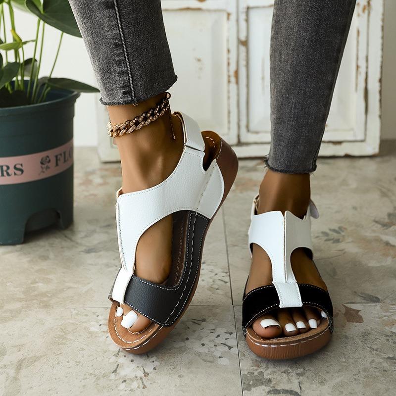 2025 Summer New Plus Size 43 Sandals Women's Wedge Platform Velcro Fish Mouth Sandals