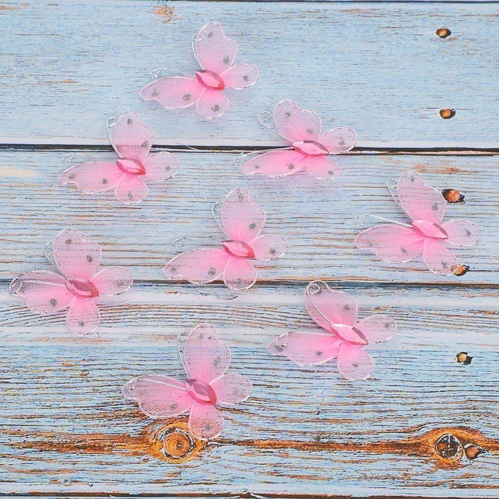 50pcs Purple & Pink DIY Craft Butterflies Small Size Artificial Gem Butterflies For Home Decor