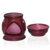 India Handcrafted Soapstone Aroma Burner Oil Diffuser and 1 Tea Light Candle (Red)