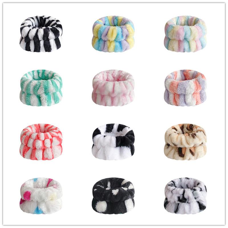 Women's Flannel Spa Headband & Wristband Set, Absorbent Wrist Bands for Face Wash