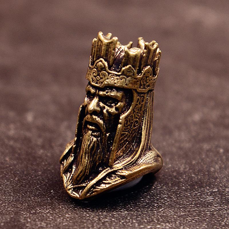 Crown Skull King Skeleton Man Head Sculpture Brass Knife Beads EDC Outdoor DIY Paracord Woven Lanyard Keychain Pendant Accessory