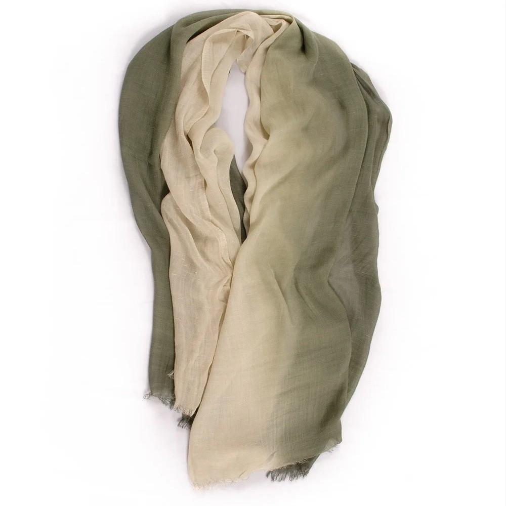 Soft Texture Cotton Scarf Simple Long Shawl Color Matching Short Tassel Scarf  Daily Wearing