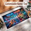 Music Guitar Theme Soft Crystal Velvet Rug Custom Name & Text Print Non Slip Floor Rug for Bedroom Living Room