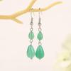 Elegant Green Water Drop Tassel Earrings – Chinese Style Winter Collection
