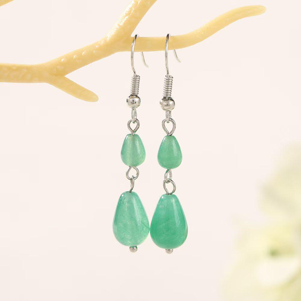 Elegant Green Water Drop Tassel Earrings – Chinese Style Winter Collection