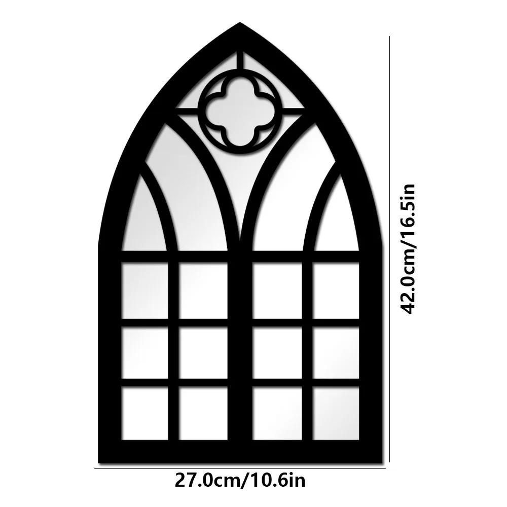 1/3Pcs Gothic Mirrors Wall Decor Spooky Gothic Arched Wall Mirrors Vintage Cathedral Arch Frame Mirror Decorative Goth Mirror
