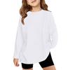 Boy And Girls Solid Color Long Sleeved T-shirt Round Neck Solid Color T-shirt