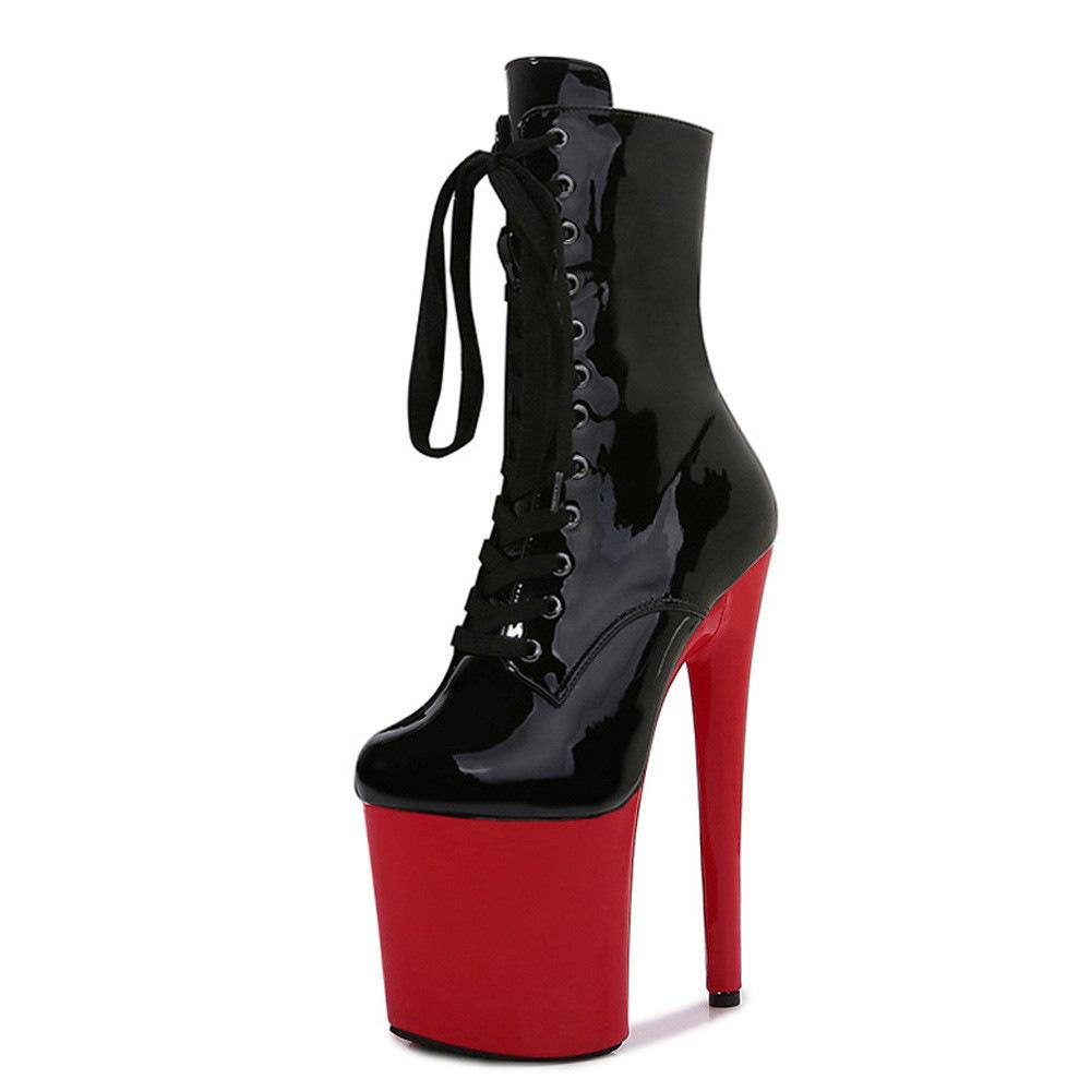 Shoes Women's Patent Leather Short Boots - 20cm Ultra High Heel with Platform, for Pole Dance, Runway, Nightclub - 26 Color Choose