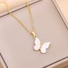 Korean Light Luxury Butterfly Necklace with Mother-of-Pearl - Elegant Pendant for Girls