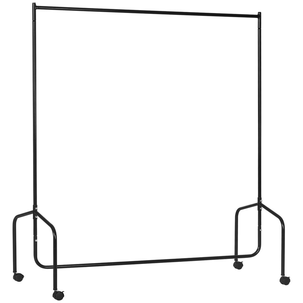 Metal Clothes Rack with Wheels, 150x60x170cm, Black