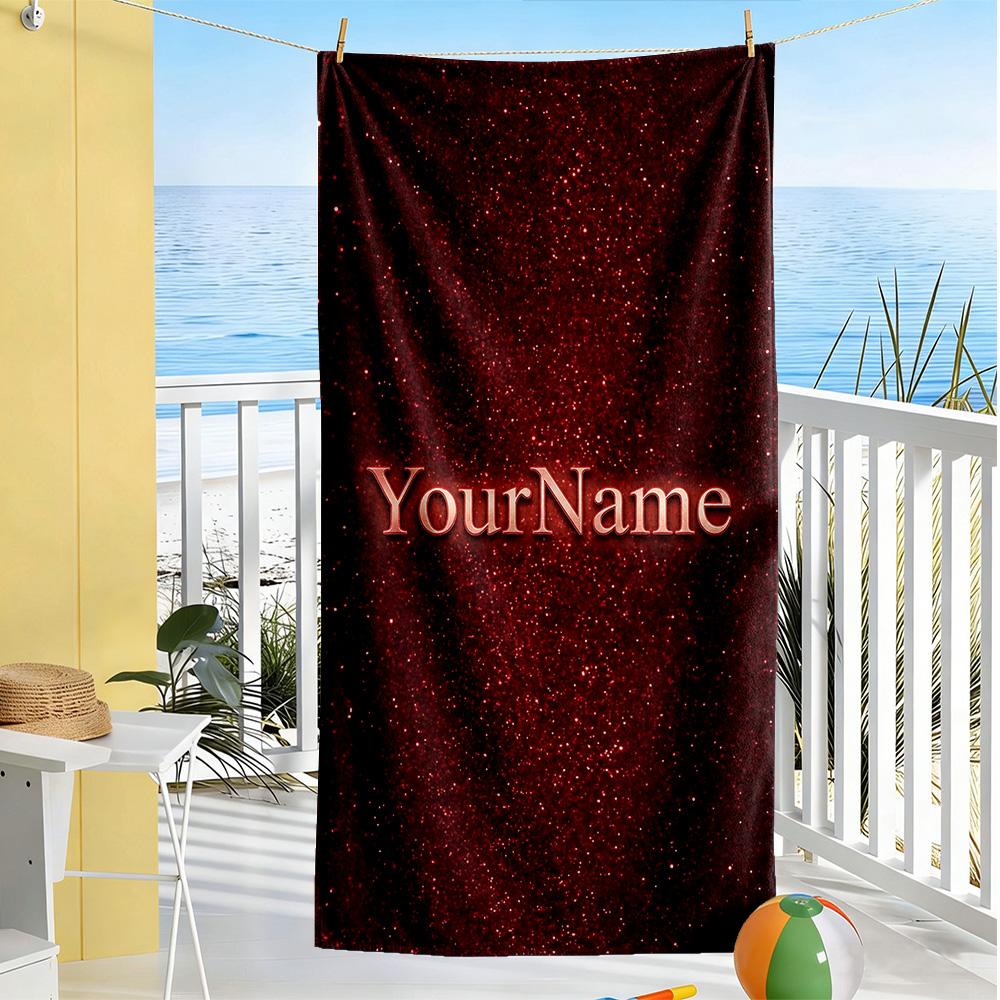 Rose Customize Text Beach Towel Super Soft & Absorbent Ideal for Travel Outdoor Swim Pool Yoga Surf Camping Hiking Gym Gift Holiday