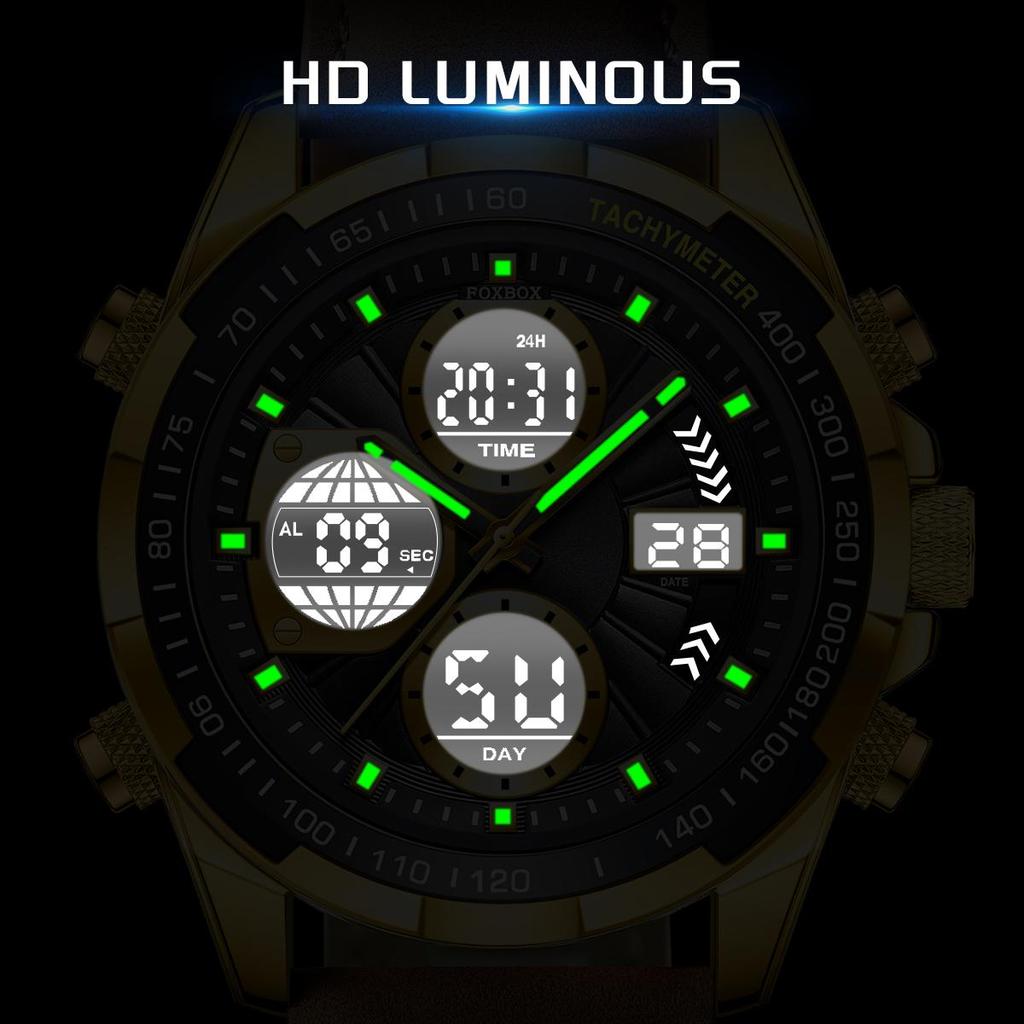 LIGE x FOXBOX Fashion Men Watch Luxury Original Military Sports Chronograph Watch Waterproof Clock Digital Men's Quartz Watch