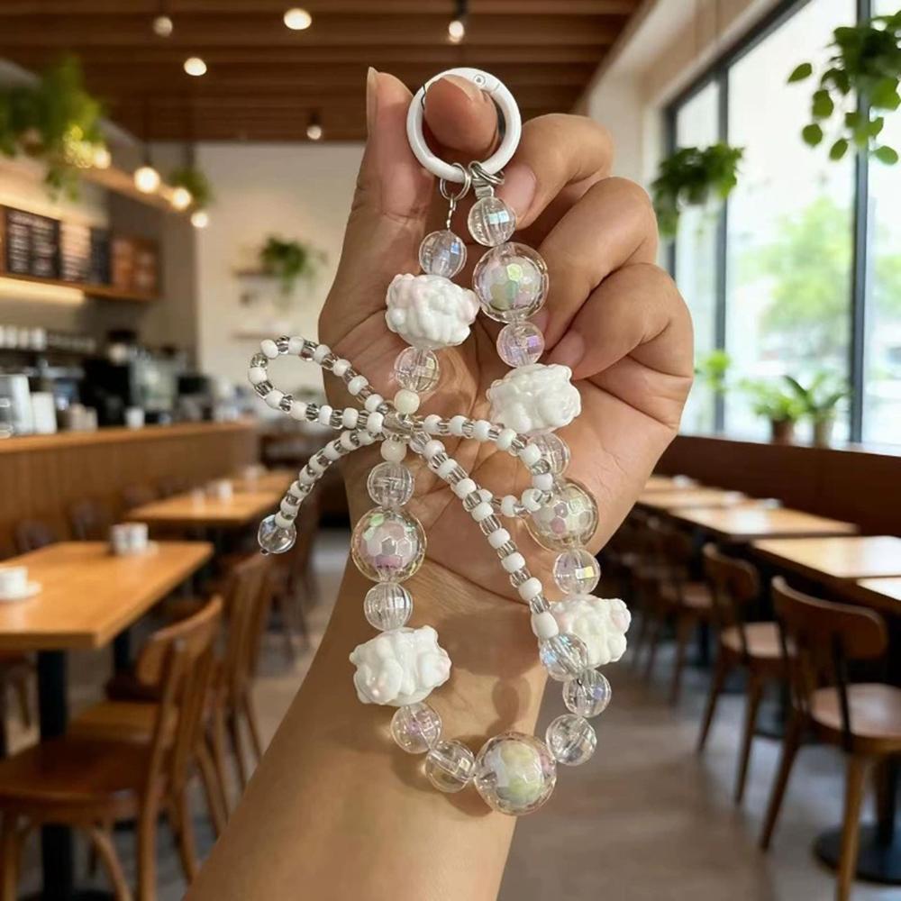 Acrylic Bow Keychain Colorful Hand-painted Bead String Mobile Phone Handbag Chain Water Cup Chain Friends Gift Accessories