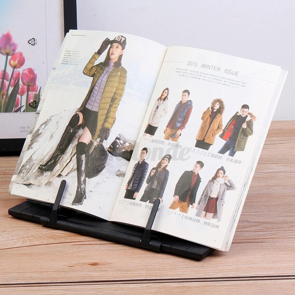 Desk Book Holder For Books, Documents, Laptops, iPads, Cookbooks, And So On - Foldable And Portable Book Stand For All Tables And Desks – Angle