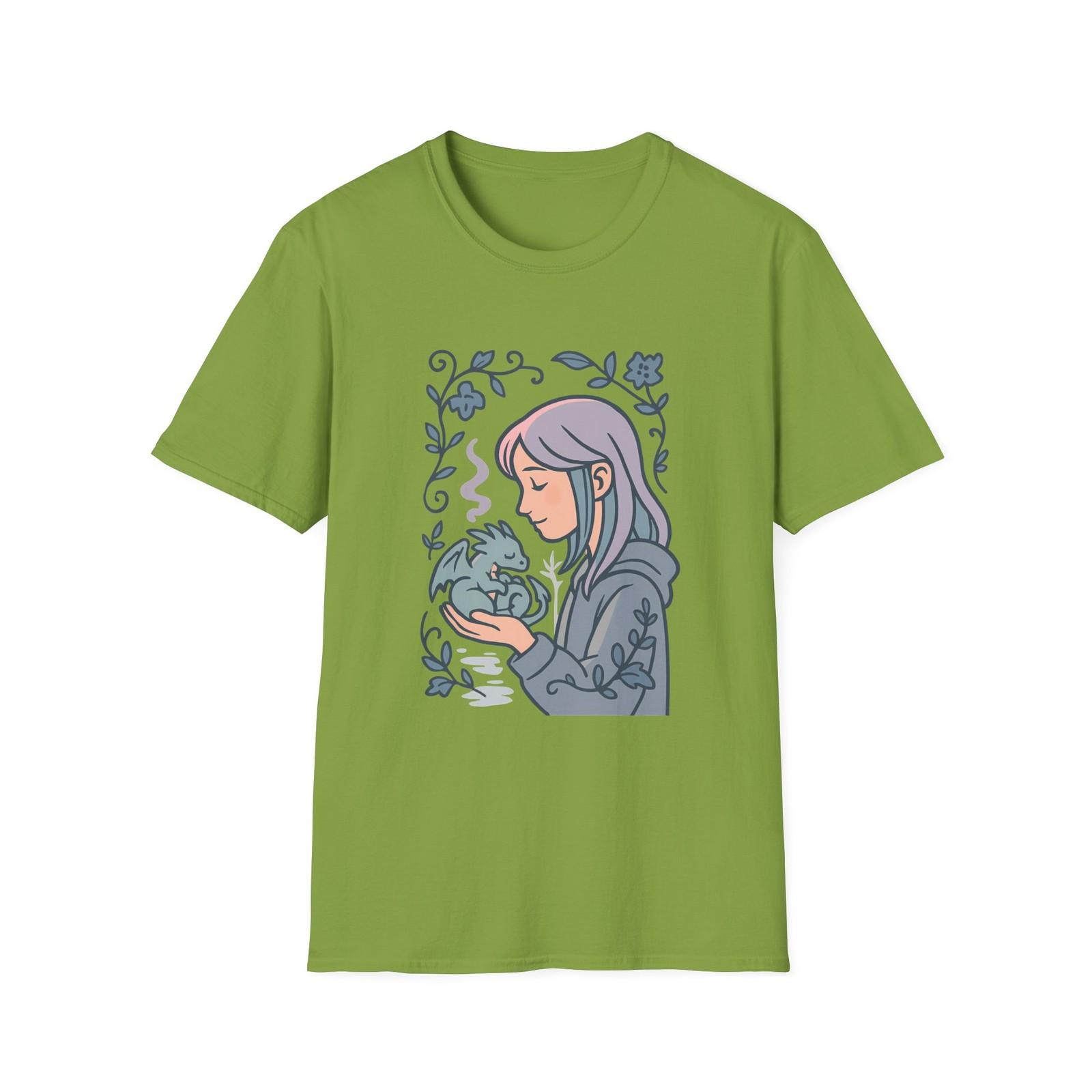 Unisex Softstyle Dreamy Dragon T-Shirt Mens Womens Tees Top – Mythical Creature, Whimsical 2XL