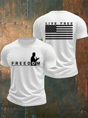 Liberdade Bandeira dos EUA Estampa Live Free Camiseta