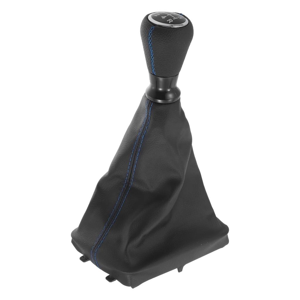 TUCKBOLD Manual Gear Shift Knob Cover for Peugeot Black with Blue Four Leather Cover Included 5-Speed 206, 1pc, Stitching,