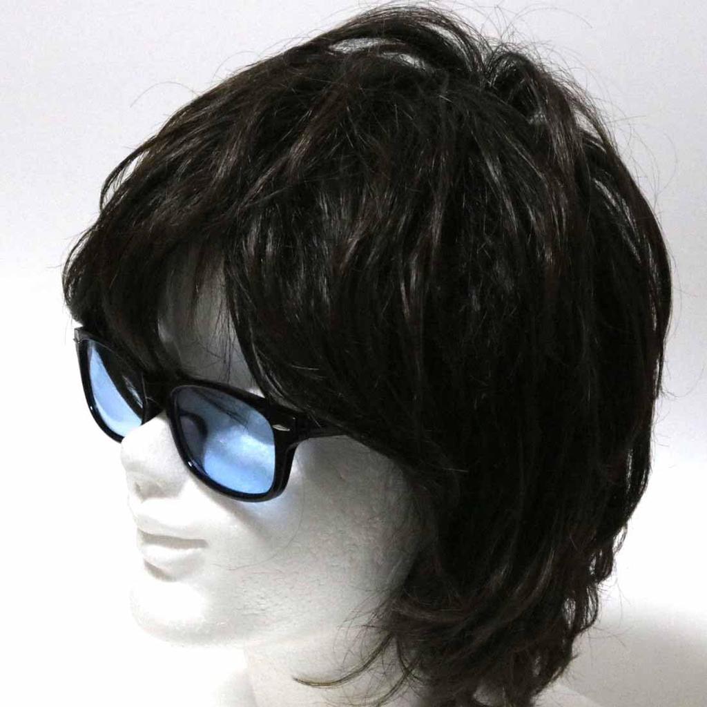 [Bliss Leather] Black x Light Blue Fashion Glasses, Square Shape, Thin, Horizontal, Full Rim, Men's & Women's, Sunglasses, Non-Prescription, Colored,