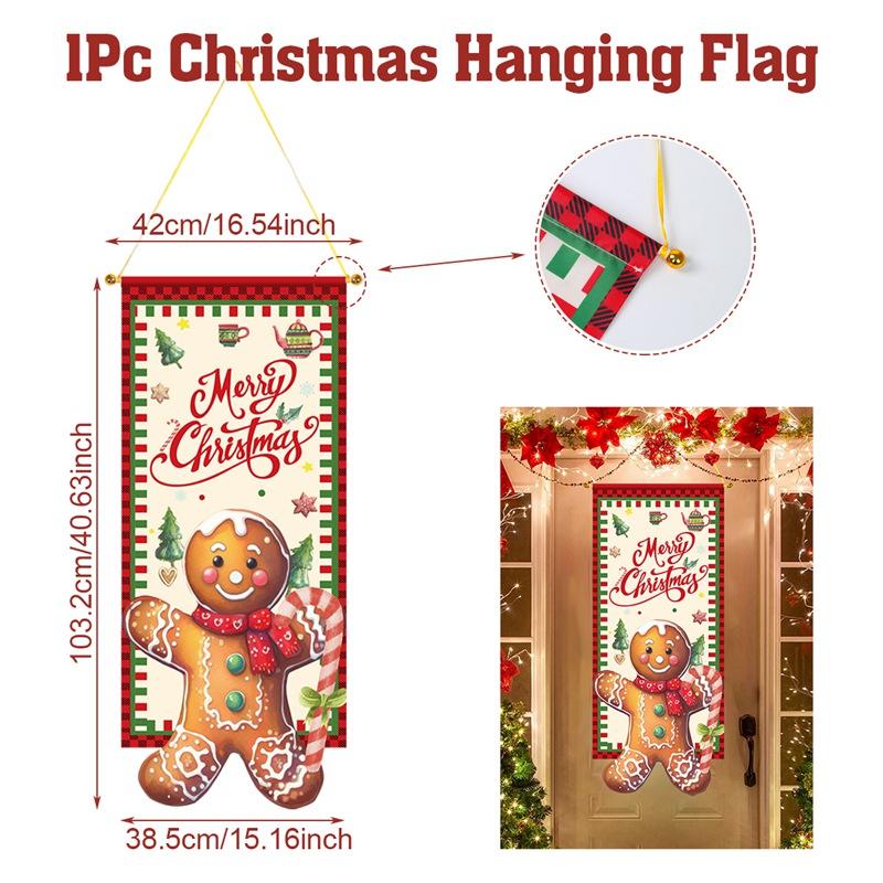 Christmas Hanging Flag Porch Door Banner Christmas Decorations For Home 2024 Ornaments Xmas Gifts Navidad New Year Decor 2025