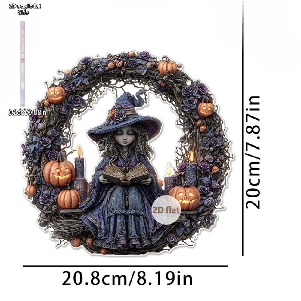 2D flat acrylic pumpkin skull wreath decoration, indoor and outdoor decoration - no battery/electricity required, free day decoration, shop d
