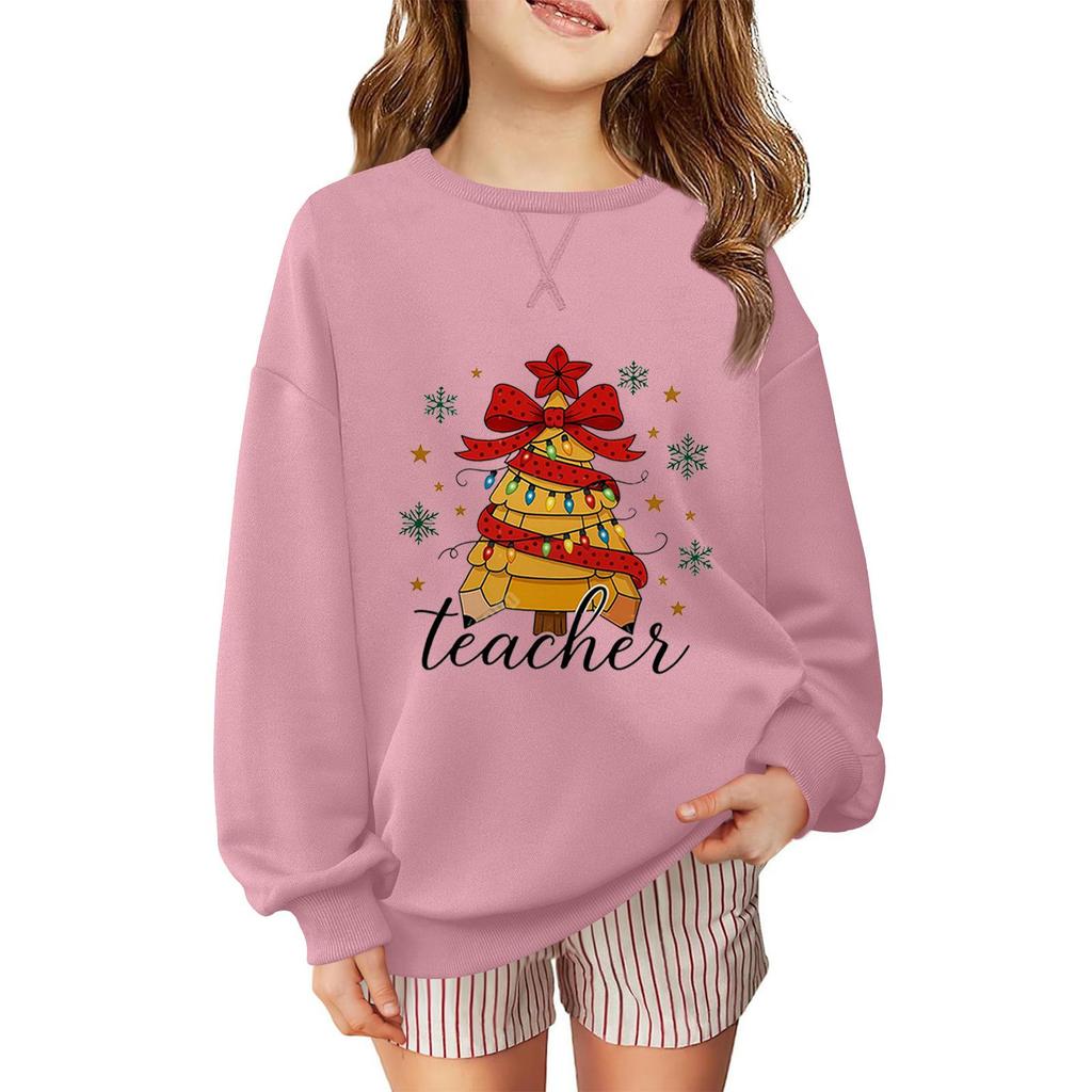 Dětská módní ležérní mikina s dlouhým rukávem a volného střihu s vánočním potiskem