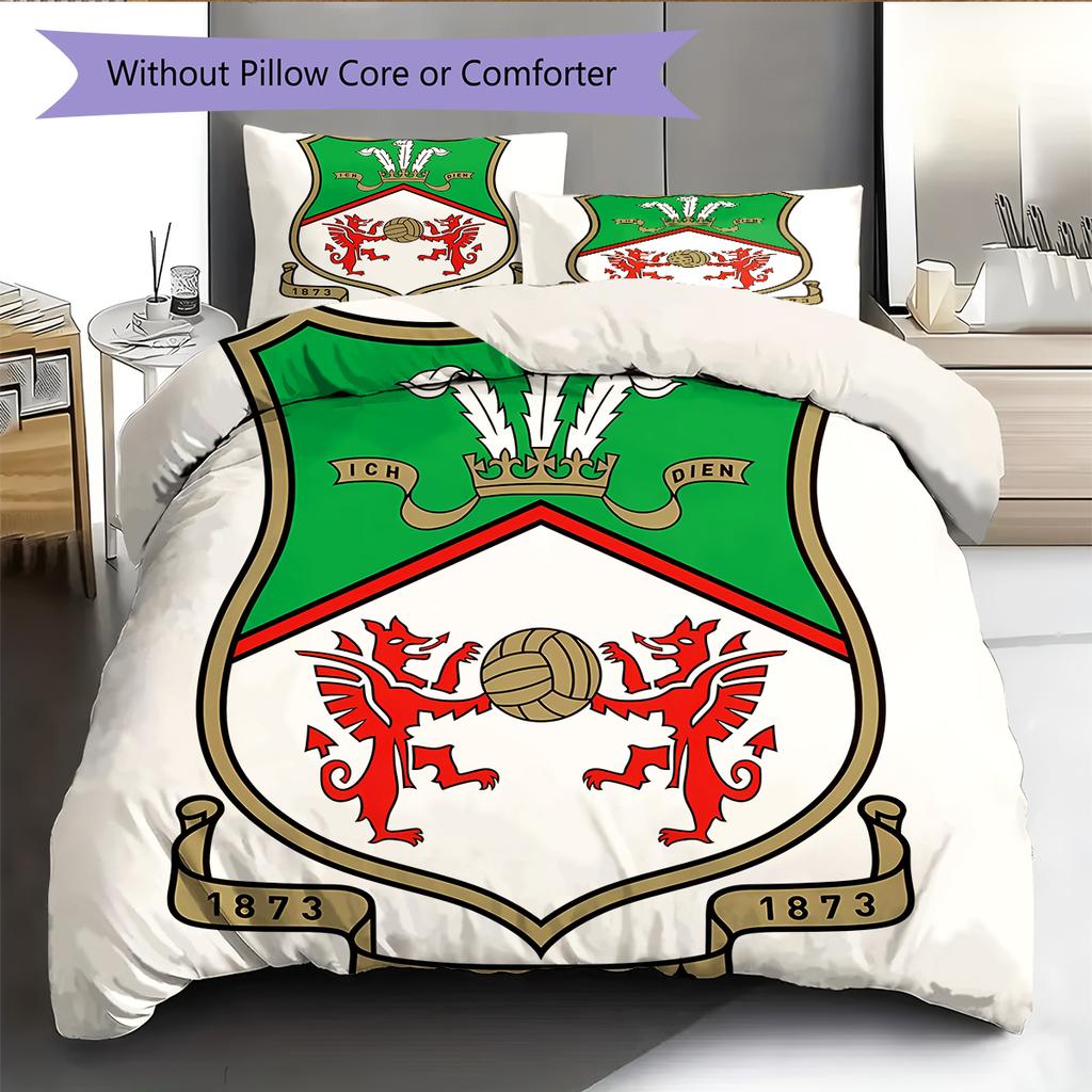 Wrexham Football Club LogoPattern Bedding,Quilt Set Quilt Cover Pillowcase Home Birthday Gift (1 * Duvet Cover + 2 * Pillowcase, Without Core)