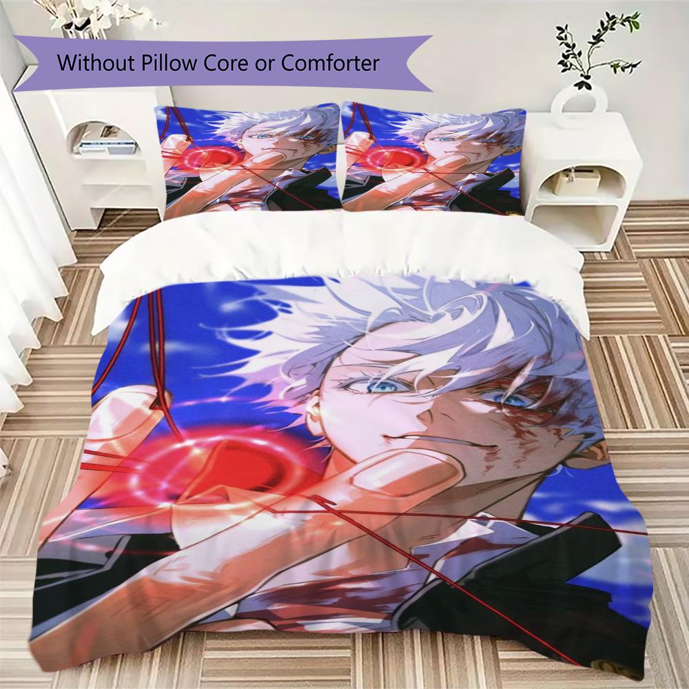 Jujutsu Kaisen Pattern Bedding uilt Set uilt Cover Pillowcase Home Decoration Birthday Gift (1 * duvet cover + 2 * pillowcase without core)