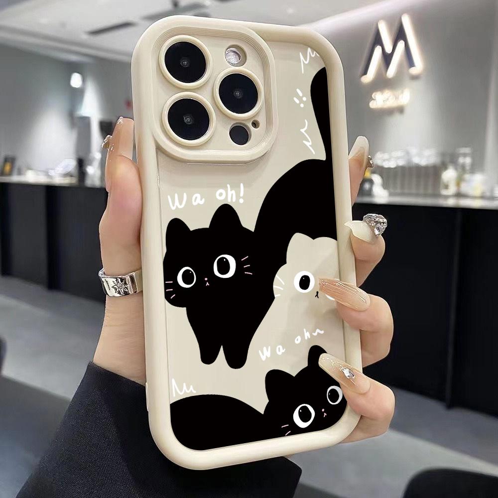 Cute Black Cat Phone Case for Xiaomi Redmi Note 14 13 12 12S 11 11S 10 9 Pro Plus A5 A3 14C 13C 12C 10C 9C 4G 5G Soft Cover