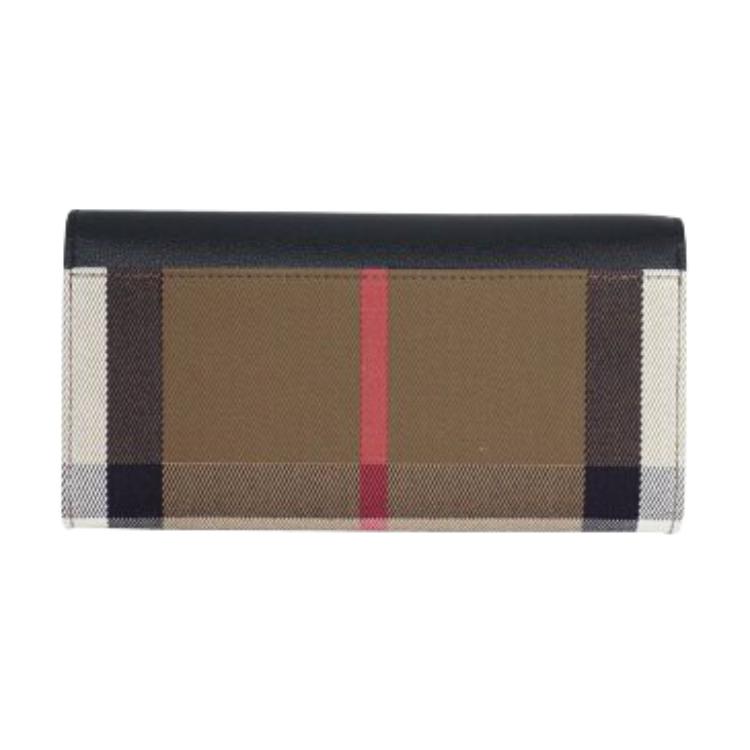 Burberry Halton Logo Leather And Canvas Wallet Women Wallet Multicolor 80840311