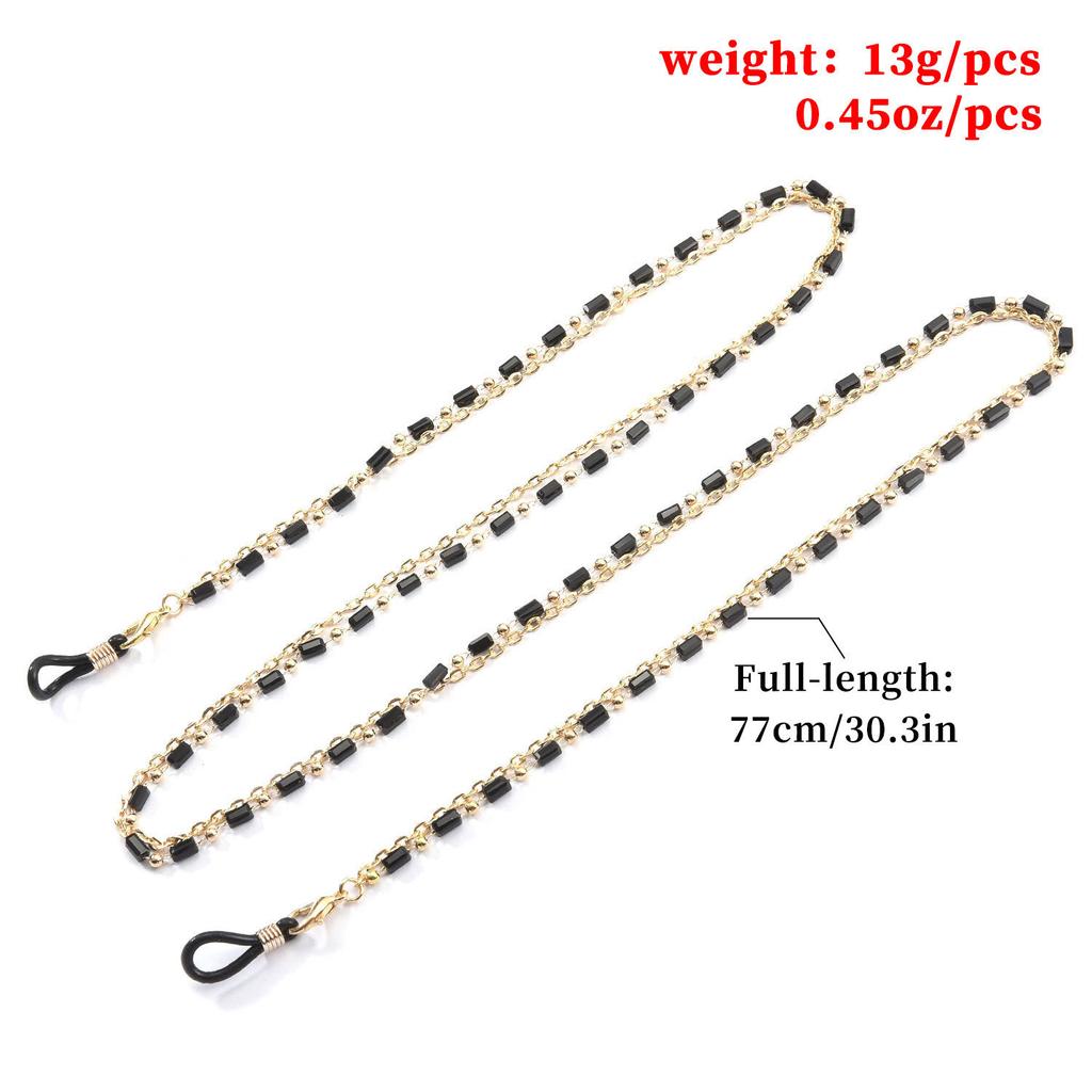 Double-layer acrylic black diamond copper bead chain glasses chain, fashion glasses mask accessories women