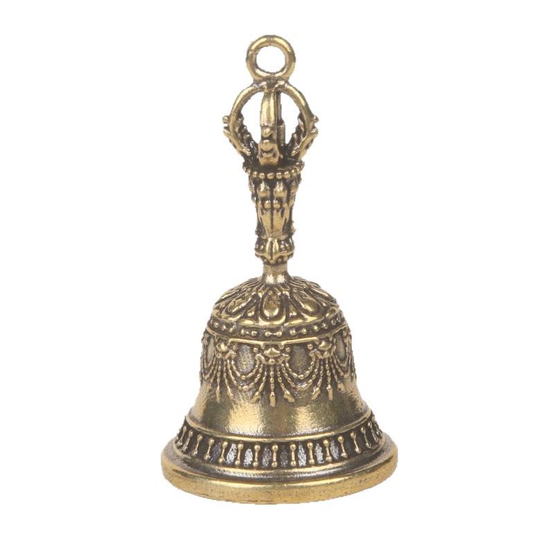 Retro Brass Tibetan Vajra Bell Pendant - Buddhist Demon-Subduing Handbell