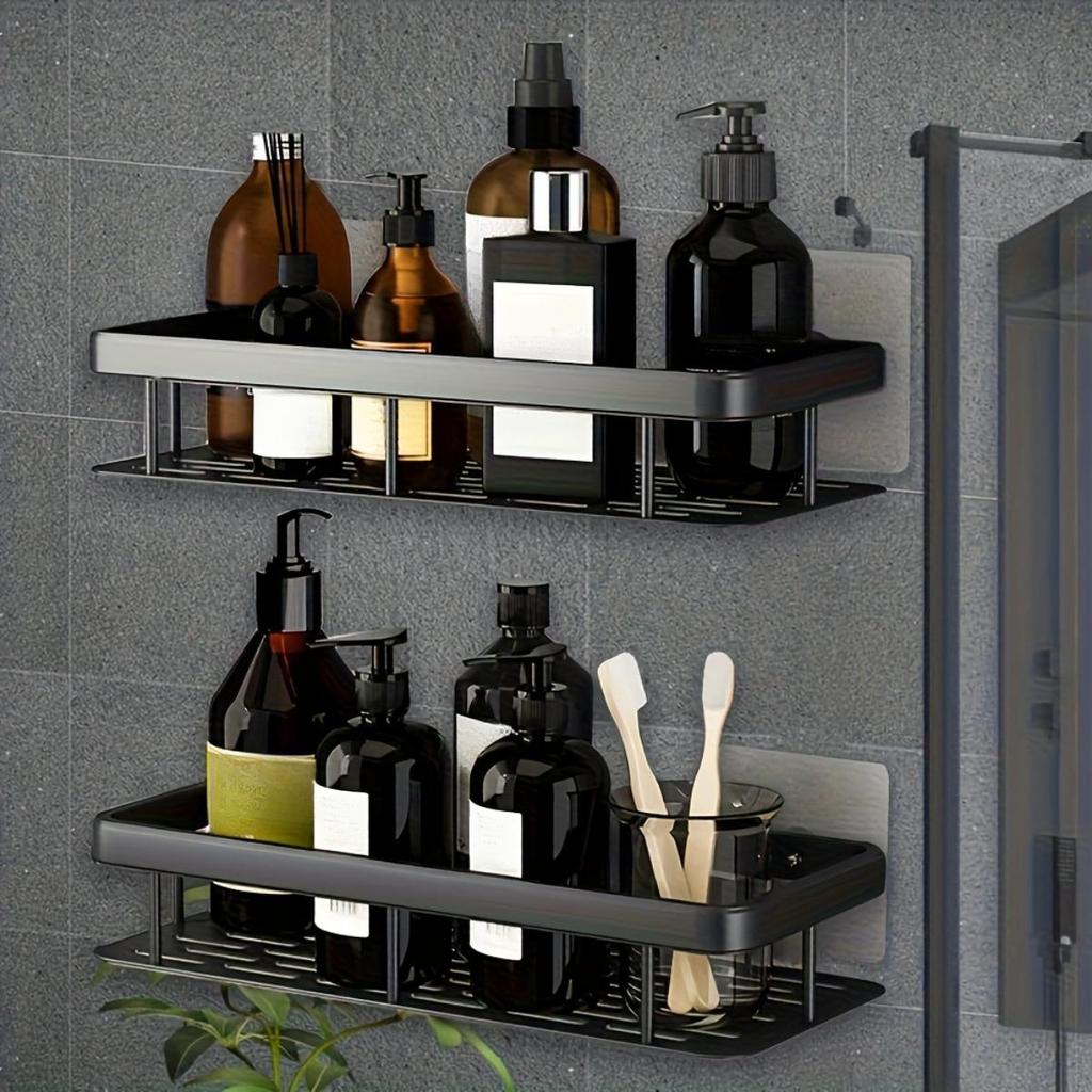 1 Set/2 Sets Wandmontierte Duschregale, Große Kapazität, Installation ohne Bohren, Praktisch zur Aufbewahrung verschiedener Gegenstände