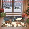 1pc, 2D Flat Printing, Christmas Reindeer Snowy Cottage Holiday Door Mat, Non-Slip Machine Washable Easy To Clean Polyester Carpet, Suitable for Home 