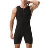Combinaison Sauna Homme Gainant Body de Course Sweat à Fermeture Éclair Entraînement avec Short Maillot de Corps Fitness Musculation Combinaison d'Exercice Débardeur Combinaison