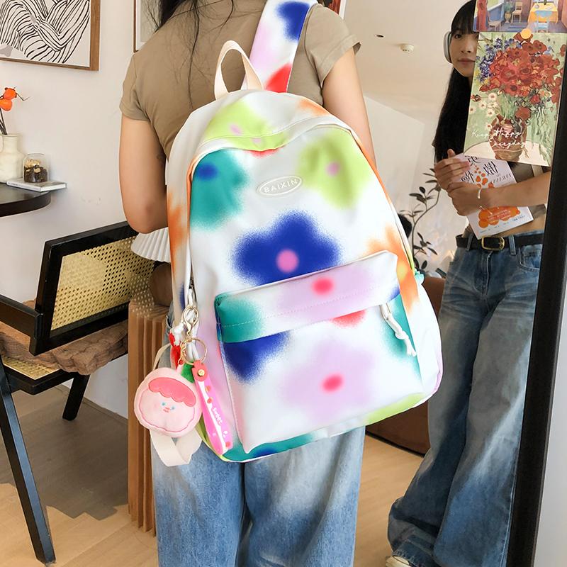 Корейский школьный рюкзак для школьников, цветочные белые школьные сумки для девочек-подростков, симпатичный женский рюкзак, фирменная сумка, нейлоновый рюкзак белый