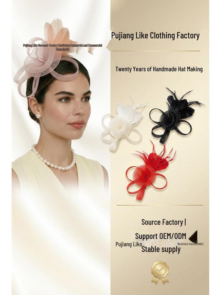 Elegant Feather Bridal Fascinator for Tea Party or Derby