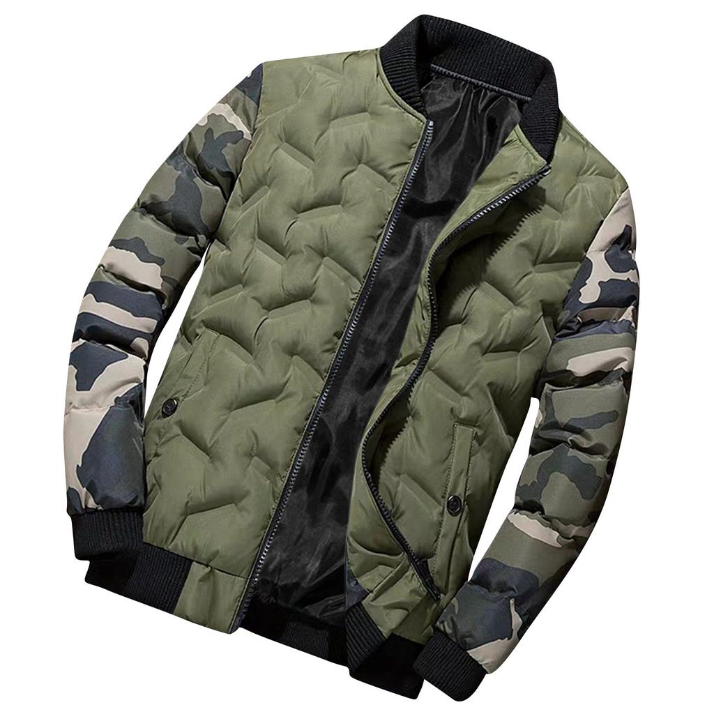 Winter Men's Warm Cotton Coat, Men's Trendy Down Jacket, Camouflage Baseball Jacket, Cotton Coat