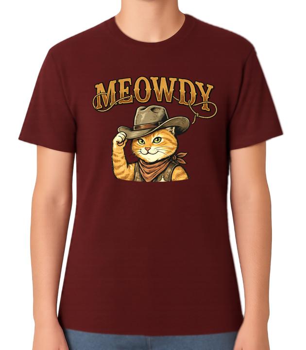 Meowdy Cowboy Cat Graphic Unisex T-Shirt Funny Western Meow Kitty Tee S разноцветный