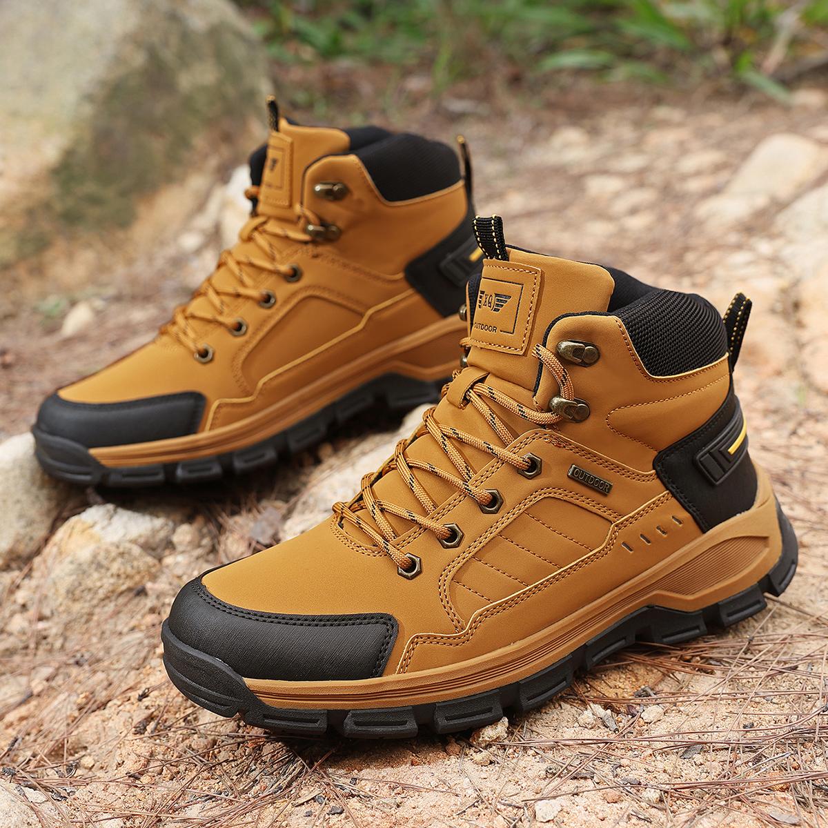 

TUINANLE Men Hiking Boot Outdoor Sneakers Comfort High-Top Trekking Walking Shoes Non-Slip Autumn Suitable Shoes 39 жёлтый