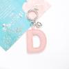 Colorful PU Leather Keychain with Peach Heart and 26 English Letter Charms