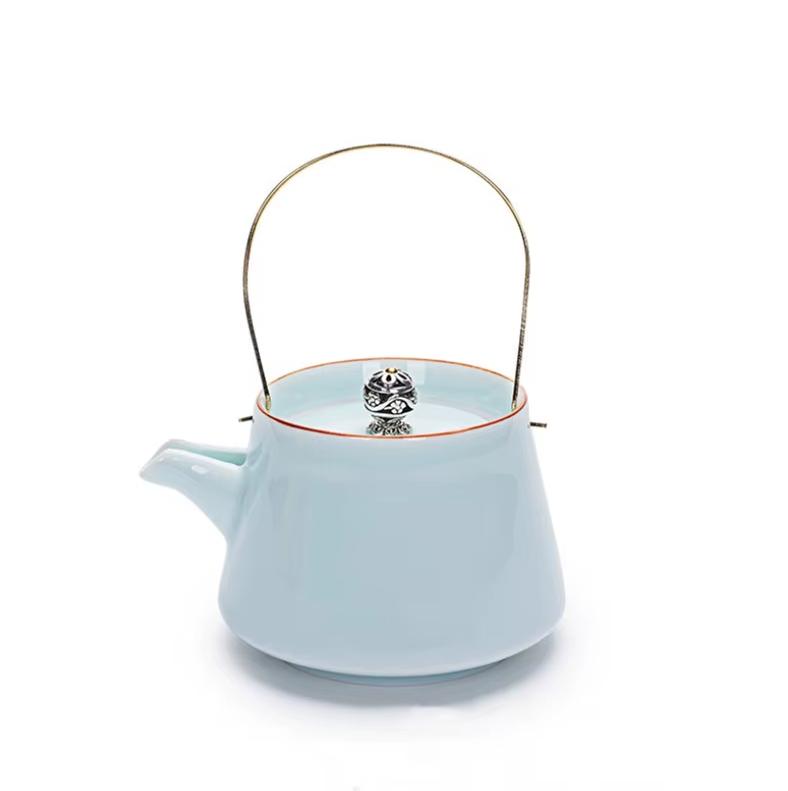 

Керамический чайник в японском стиле селадон – креативный фарфоровый чайник с ручкой для дома и офиса, кунг-фу чай D