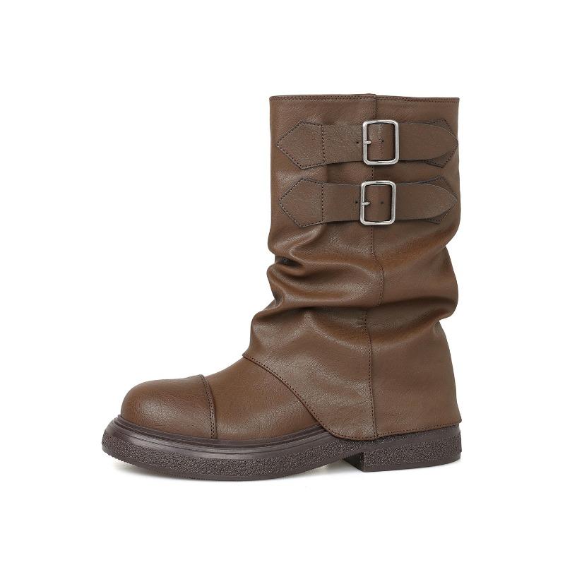 Niche retro buckle thick-soled short Martin boots women's autumn and winter new thin black fashion boots