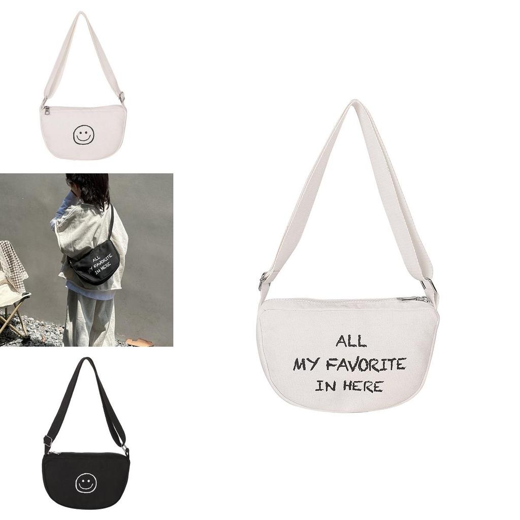 Kids Canvas Satchel With Letter And Smiley Face Print Design For Kindergarten