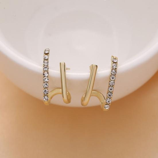 Twist Stud Earrings for Single Piercing Tiny Spiral Huggie Faux Double Hoop Earrings Illusion Earrings