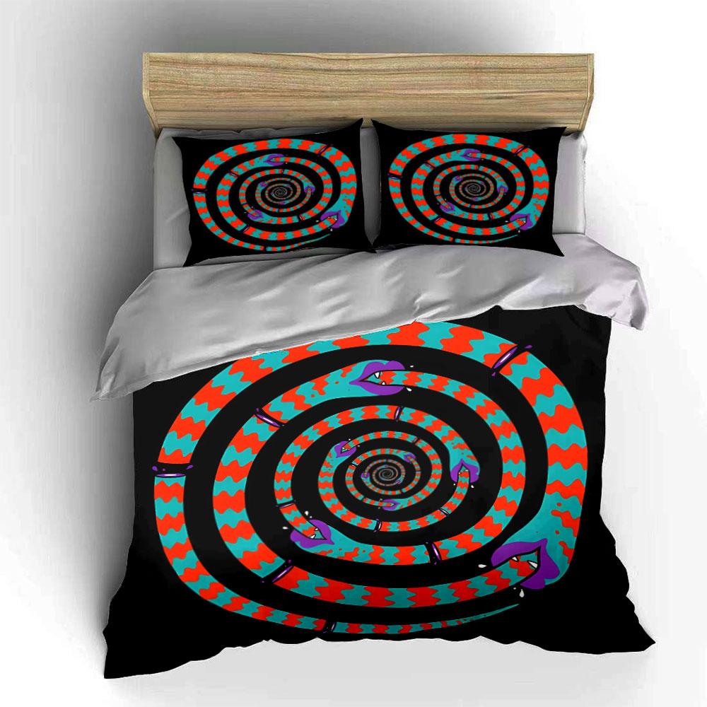 Buntes Spiral-Schlangen-Design Trio Exquisites Dreiteiliges Bettwäsche-Set Geschenk Für Kinder Und Erwachsene