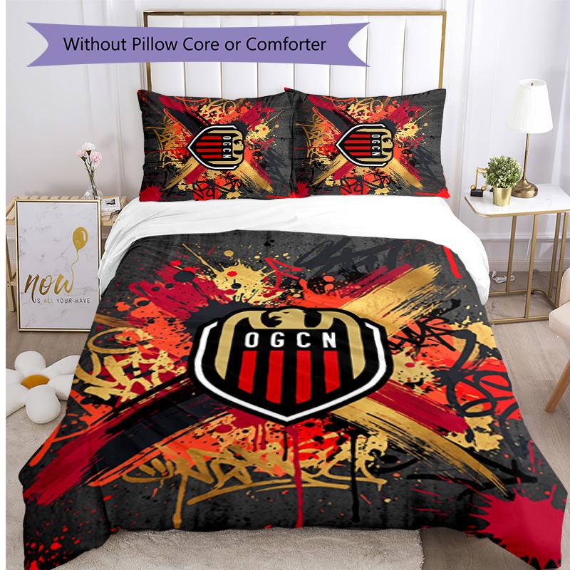 OGC Nice FC Printed 3PCS Bedding Set Breathable Duvet Cover with Pillowcases Decorative Bed Linen for Bedroom Home