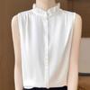 Ruffles Sleeveless Blouse Thin T Shirt Women Sweet Shirts Crop Tops  Summer