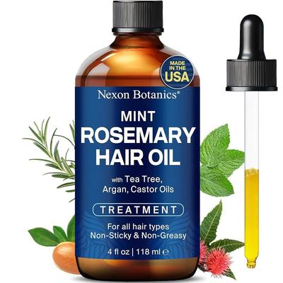 Hair Treatment Mint Rosemary Hair Oil 4oz Treatment for Growth and Restoration Contains Argan, Castor, and Tea Tree For Damaged, Frizzy, and Dry Hair